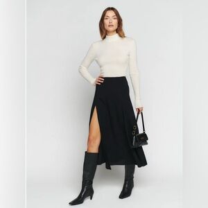 Reformation Black Cut Out Front Slit Skirt